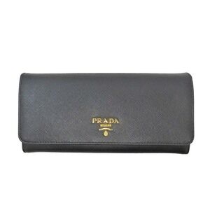 Prada Bi fold Long Wallet Saffiano Black